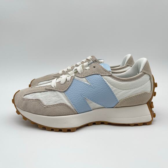 New Balance | 327 Sneaker in Timberwolf, Sea Salt, & Light Chrome Blue US 6 - Picture 7 of 15